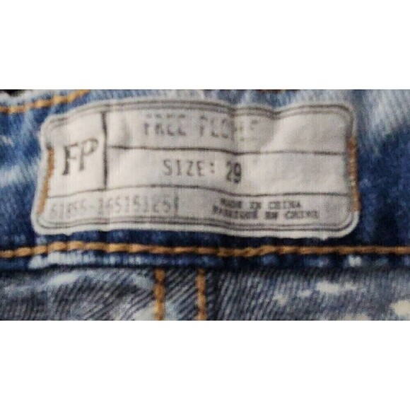 Free People 29 Bleach Wash Distressed Red Stripe Pocket Cutoff Denim Sexy Shorts - Picture 6 of 6